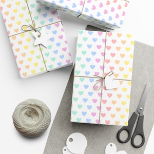 Pastel Rainbow Hearts Gift Wrapping Paper