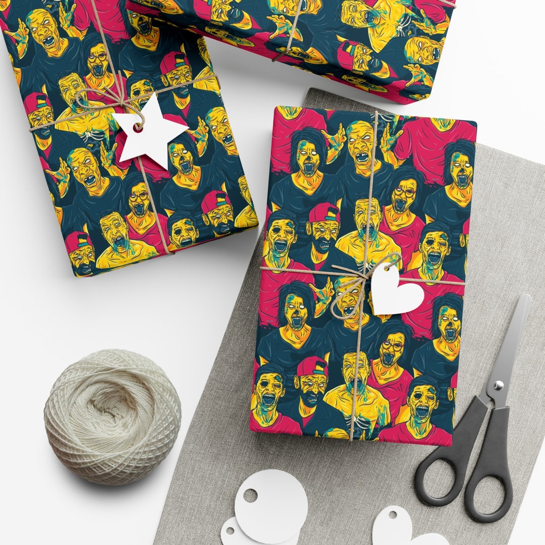 Yellow Zombies Halloween Gift Wrapping Paper Etsy
