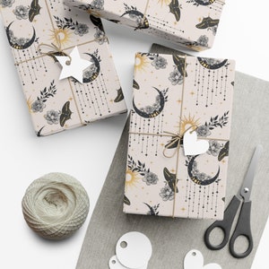 Moons & Moths Boho Gift Wrapping Paper