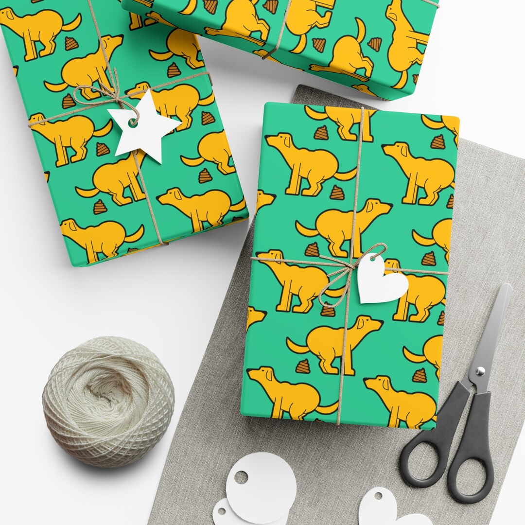 Dogs Pooping Funny Gift Wrapping Paper Etsy