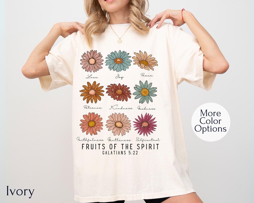 Fruits of the Spirit Shirt, Comfort Color Christian Floral Shirt ...