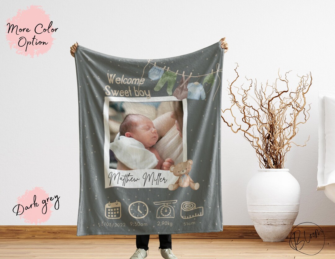 Personalized Baby Photo Fleece Throw Blanket - Gift Idea For Baby - To Mommy & Daddy
