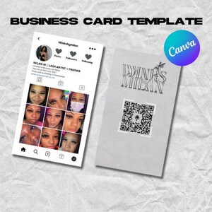 Instagram Visitenkarten Vorlage, QR Code Visitenkarten, Canva Visitenkarten Vorlage, kleine Unternehmen digitale Karten, vorgefertigte Visitenkarten