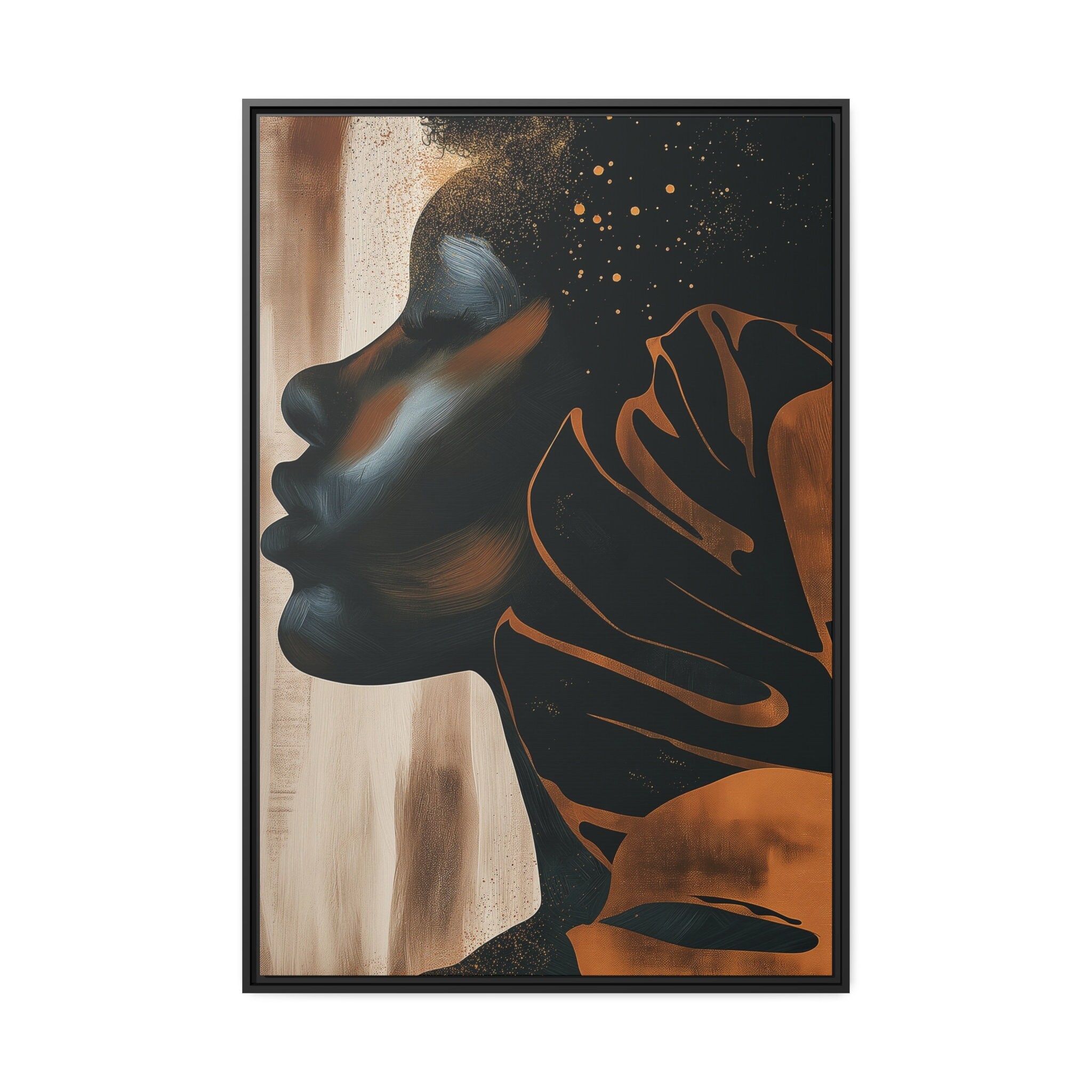 Modern Abstract Profile Artwork Canvas Print, Matte Canvas, Black Frame ...