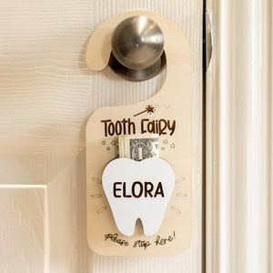 Personalised Tooth Fairy Pickup Dropoff Door Hanger,kids Easter Gift,custom Tooth Fairy Door Hanger,wooden Tooth Fairy Sign,baby Shower Gift