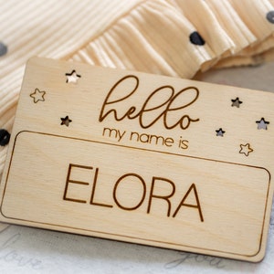 Wooden Hello My Name Is Hospital Sign, Birth Announcement Sign, Newborn Photo Prop, Newborn Name Tag, Baby Shower Gift, Baby Name Sign