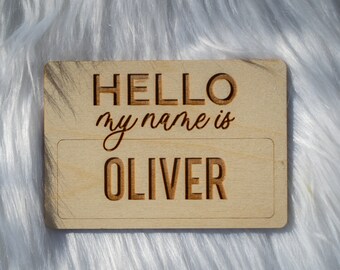 Birth Announcement Sign, Hello My Name Is Wooden Sign, Baby Name Announcement Sign, Newborn Photo Prop, Newborn Name Tag, Baby Shower Gift,