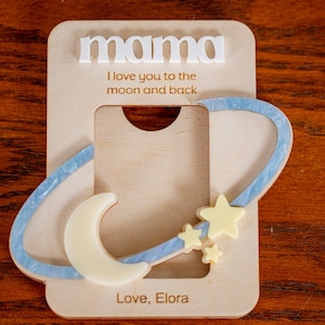 Kühlschrank-Fotomagnet, Muttertagsgeschenk, Muttertags-Fotorahmen, liebe dich bis zum Mond und zurück, Geschenk für Mama, Fotorahmen in Brieftaschengröße,