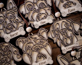 Customized Dog Ornament, Personalized Dog Breed Ornament, Line Art Dog Ornament, Custom Pet Ornament, Dog Doodle Ornament, Wood Dog Ornament