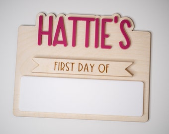 Personalized First And Last Day Of School Sign, Back To School Sign, Dry Erase Reusable School Sign, Interchangeable Sign, 1st Day School