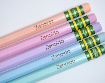 Engraved Ticonderoga Pencils, Custom Name Pencils, Personalized Pencils, Back To School, Pastel Ticonderoga, Student Gift, 10 Pack Pencils