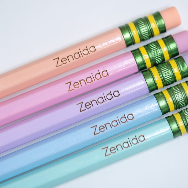 Engraved Ticonderoga Pencils, Custom Name Pencils, Personalized Pencils, Back To School, Pastel Ticonderoga, Student Gift, 10 Pack Pencils