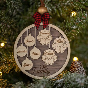 Benutzerdefinierte Familien- und Haustiernamen-Verzierung, personalisierte Weihnachtsverzierung, Familiennamen-Verzierung, kundengerechtes Andenken Geschenk, Stammbaum-Verzierung
