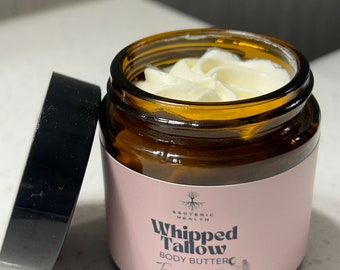 4oz Whipped Tallow Body Butter: Tranquil goddess (Vanilla & Rose)