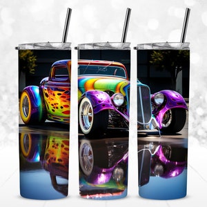 Funky Hot Rod 20 oz Straight Tumbler Wrap for Sublimation - 300 dpi PNG - male design - Christmas gift idea - gift for him -  commercial use