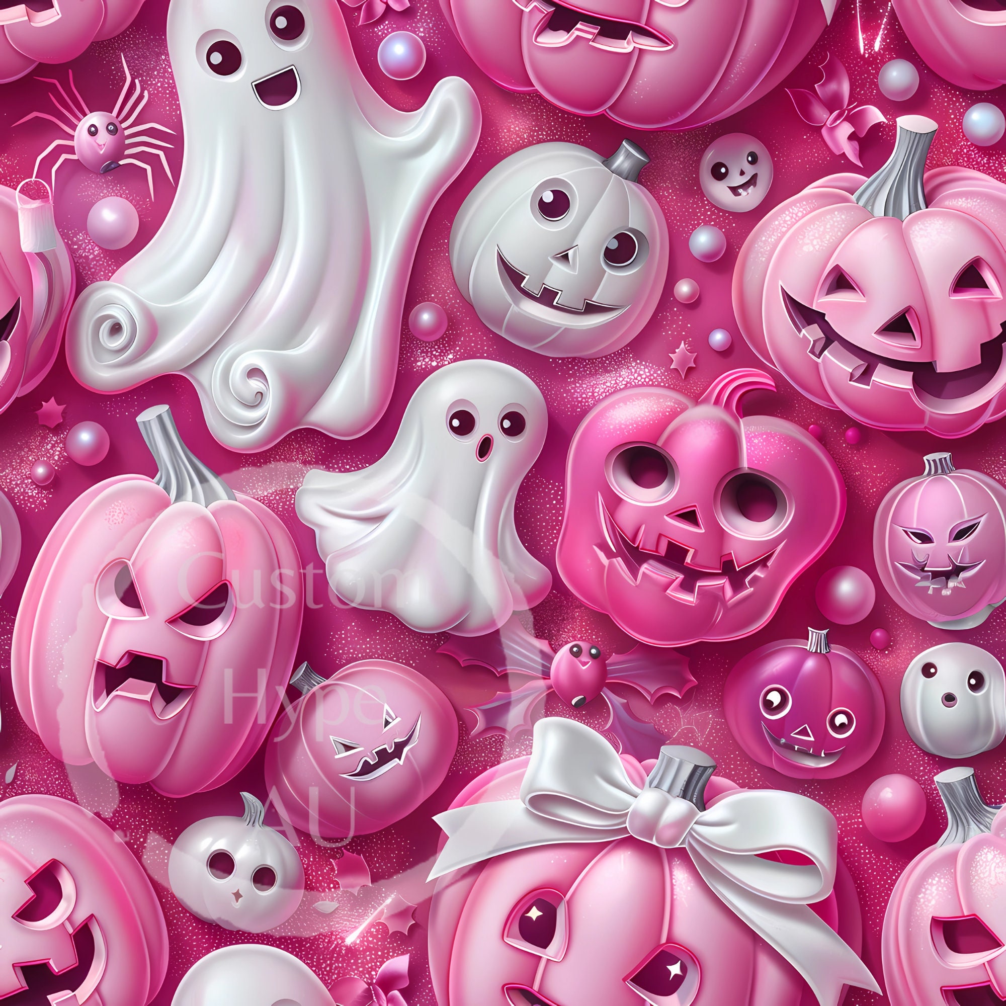 Pink Girly Halloween Seamless Pattern - Sublimation and Print - 300dpi ...