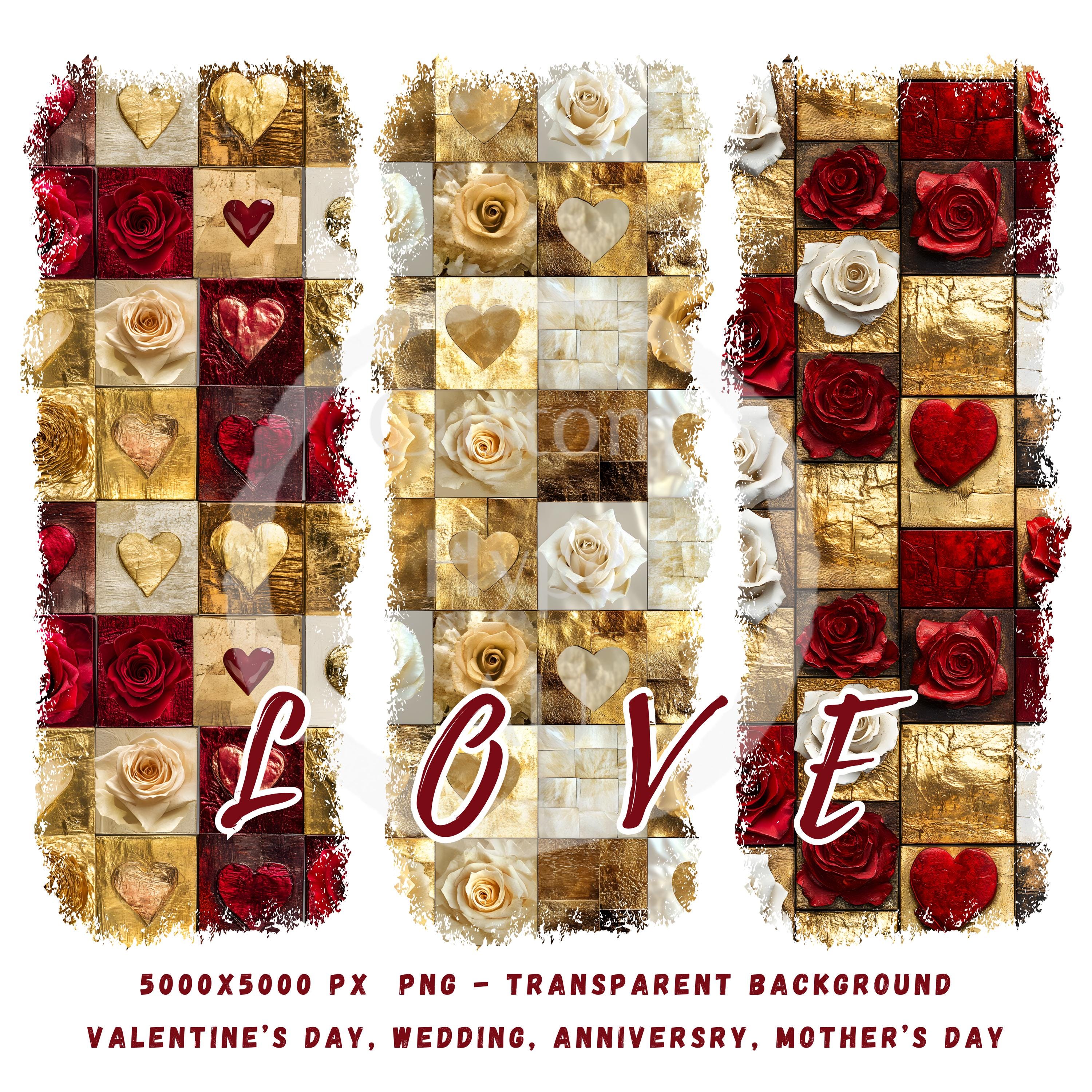 Liefdescollage PNG - 5000 x 5000 px - 300 dpi PNG - transparante achtergrond - ontwerp Valentijnsdag, bruiloft, jubileum, Moederdag, verjaardag