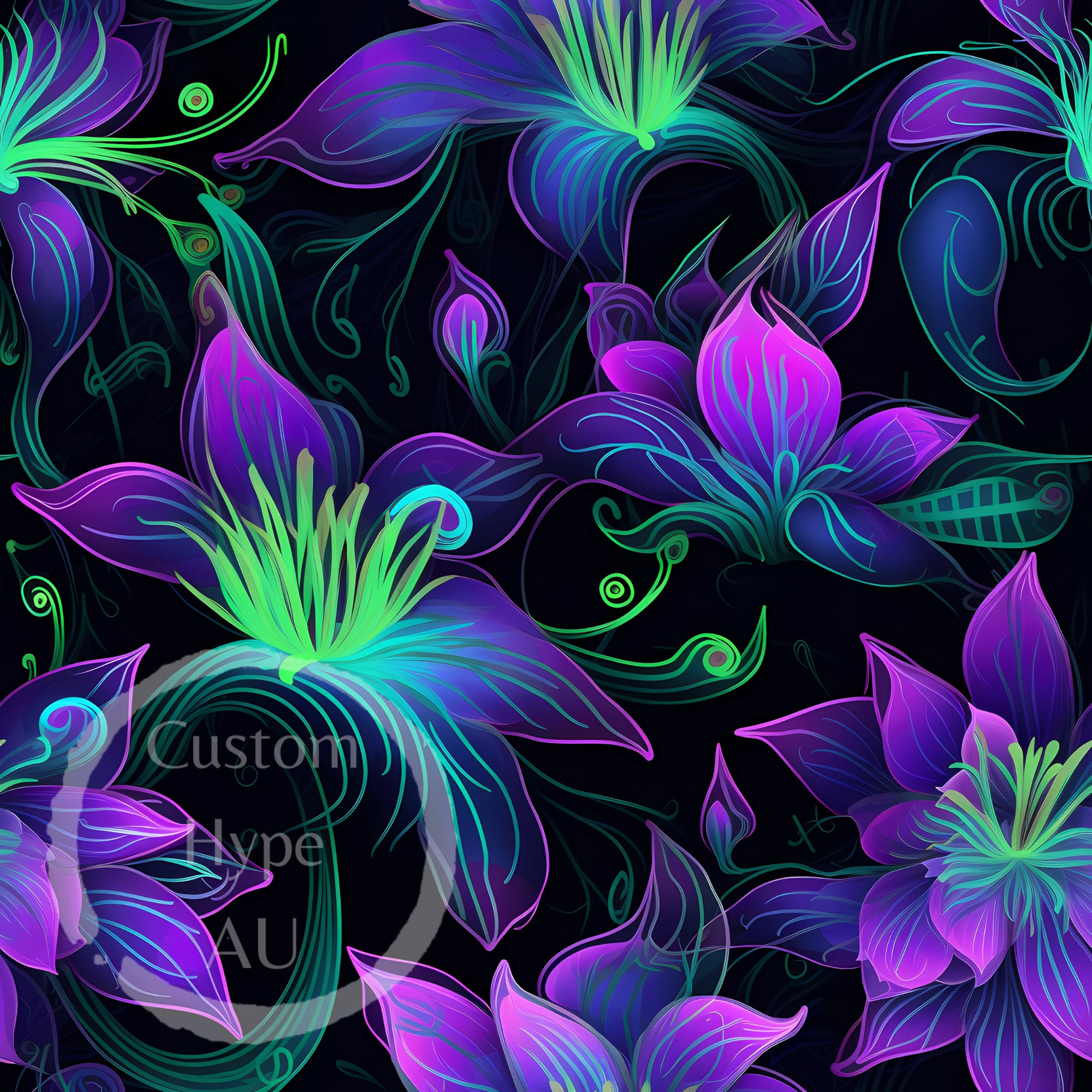 Luminescent Floral Seamless Digital Pattern for Sublimation and Print ...