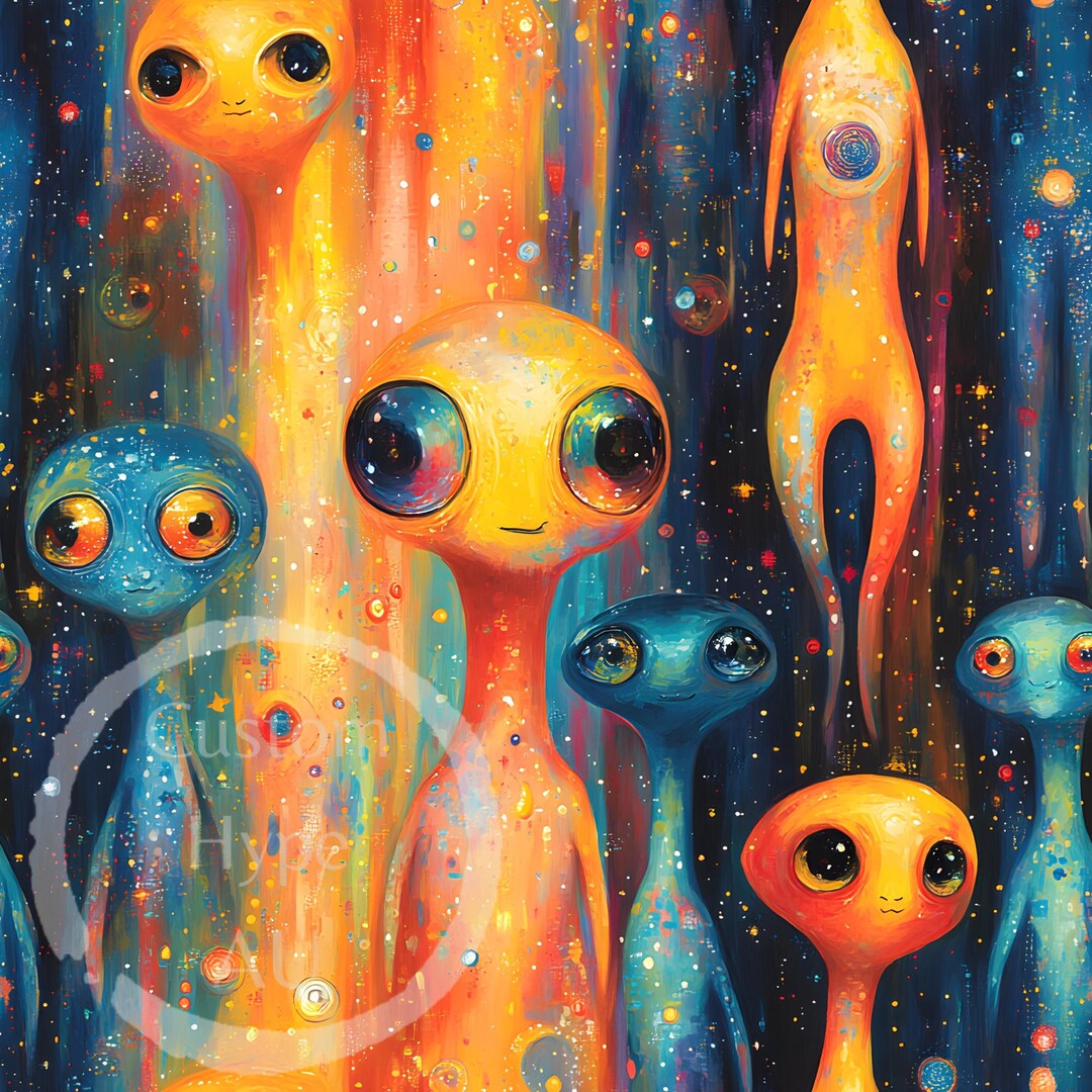 Friendly Aliens Seamless Pattern - Sublimation and Print - 300dpi PNG ...