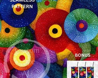 Seamless Pattern - Vibrant Abstract Circles - Sublimation and Print - 300dpi PNG - birthday, home decor, digital paper