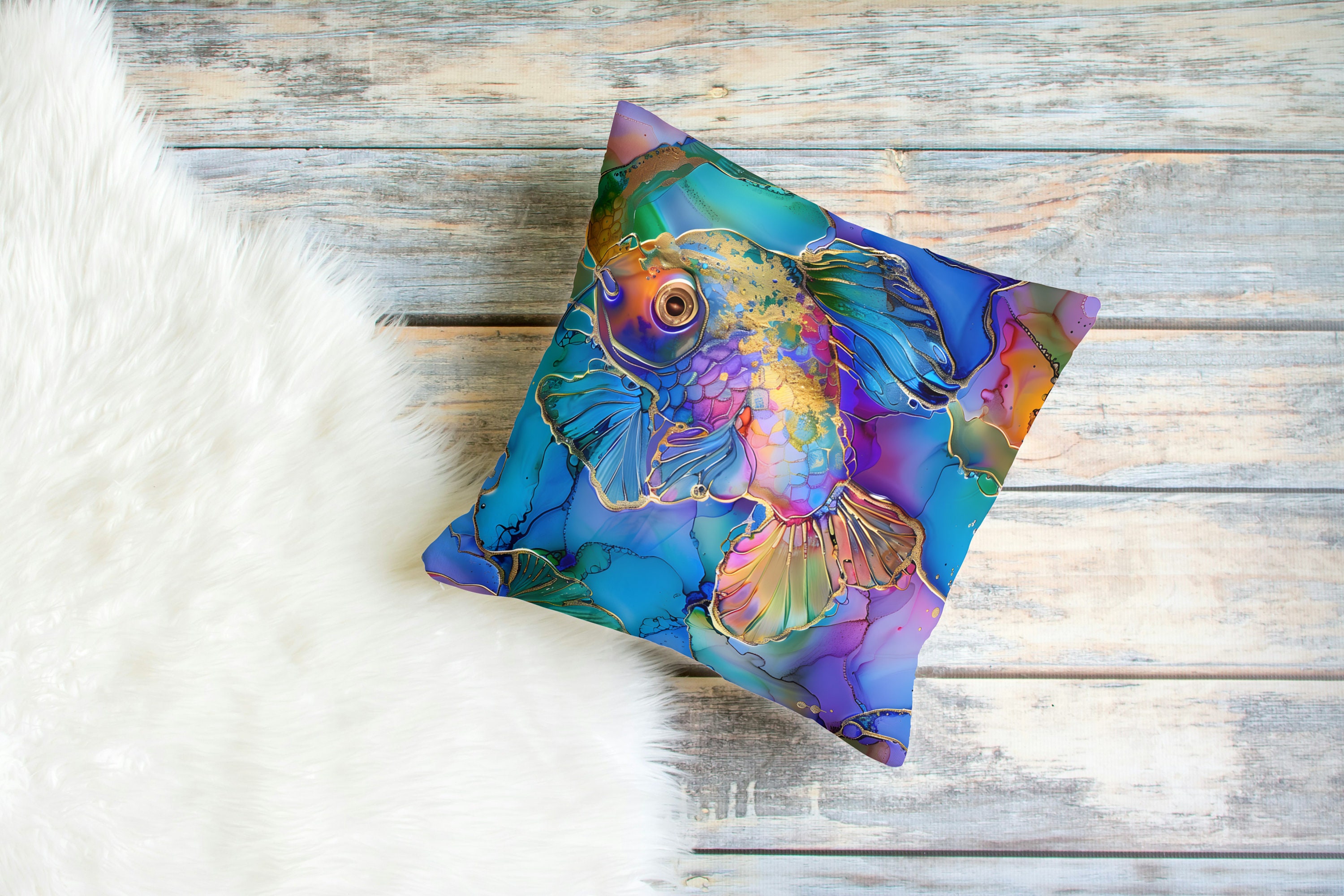 Alcohol Ink Rainbow Fish Seamless Pattern 2 - Sublimation and Print ...