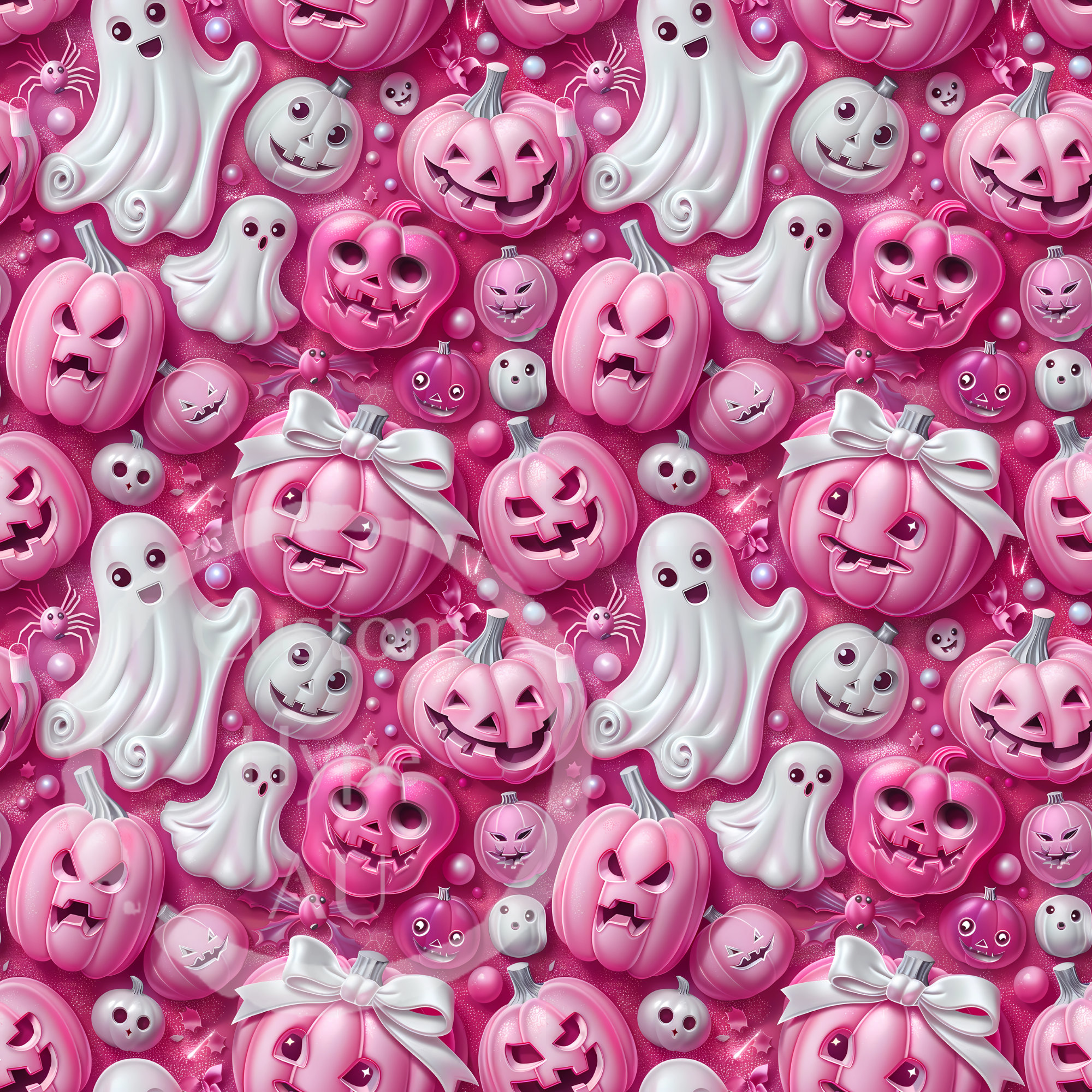 Pink Girly Halloween Seamless Pattern - Sublimation and Print - 300dpi ...