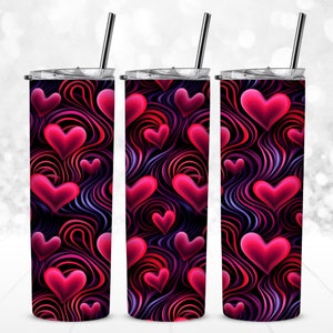 Psychedelic Love Hearts 20oz Tumbler Wrap - sublimazione - San Valentino/Anniversario/Matrimonio - senza cuciture orizzontali - comm. utilizzare - PNG da 300 dpi