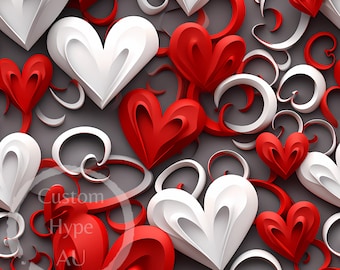 Abstract Love Hearts Seamless Digital Pattern - Sublimation & Print - 300dpi PNG - Valentine's/Anniversary/Wedding - bonus tumbler wrap
