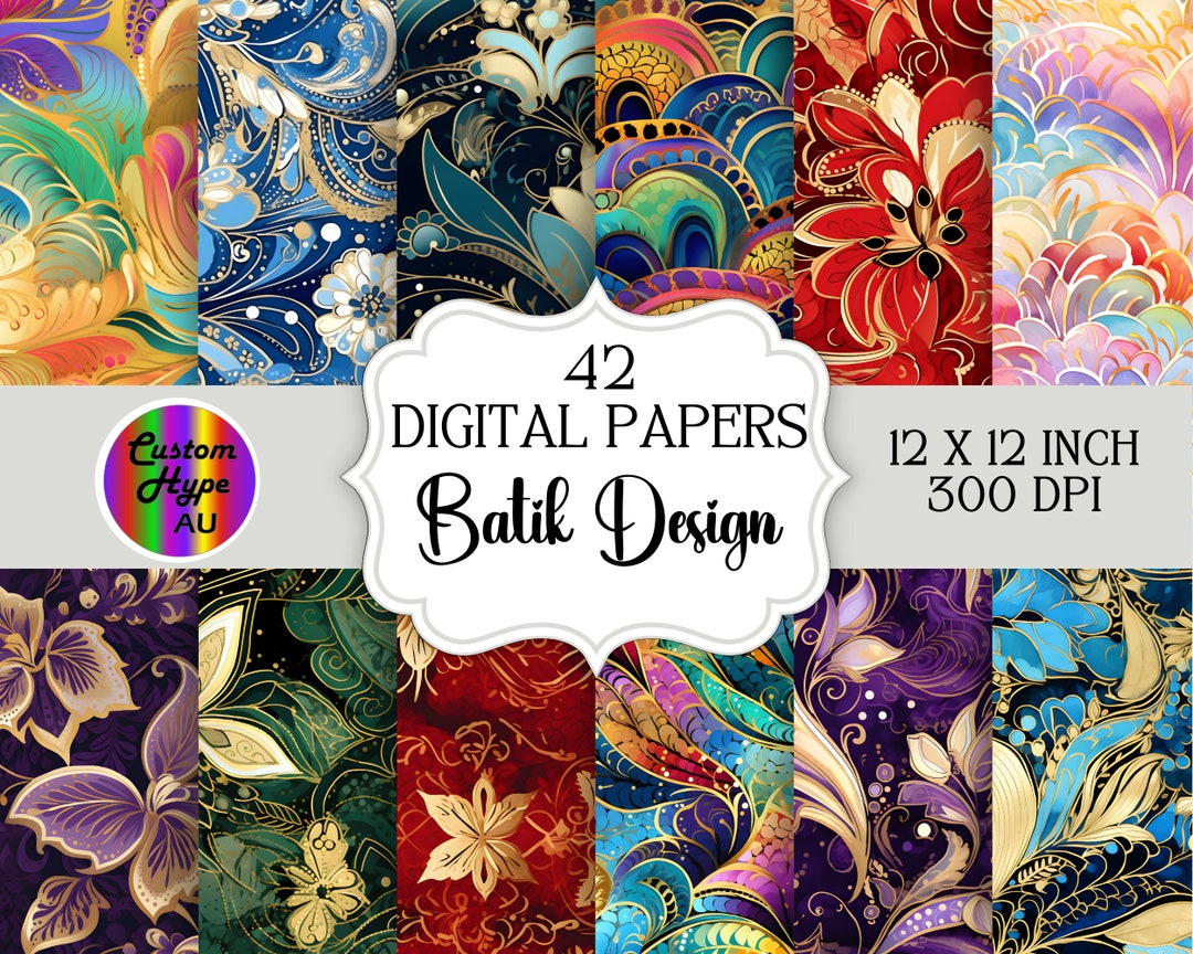 File Batik Vibrant Batik Style Seamless Pattern Bundle - Sublimation and Print ...