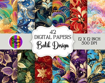 Vibrant Batik Style Seamless Pattern Bundle - Sublimation and Print ready - Commercial use - 300 dpi PNG files - 12 x 12 inch