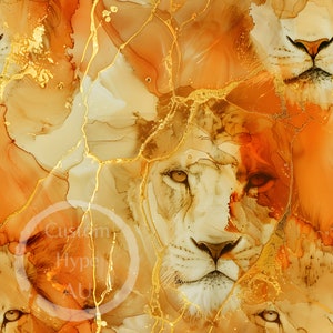 Modello senza cuciture, leoni con inchiostro ad alcool, sublimazione e stampa, PNG 300 dpi, disegno con inchiostro ad alcool, leoni, Safari, fauna selvatica, comm. usa