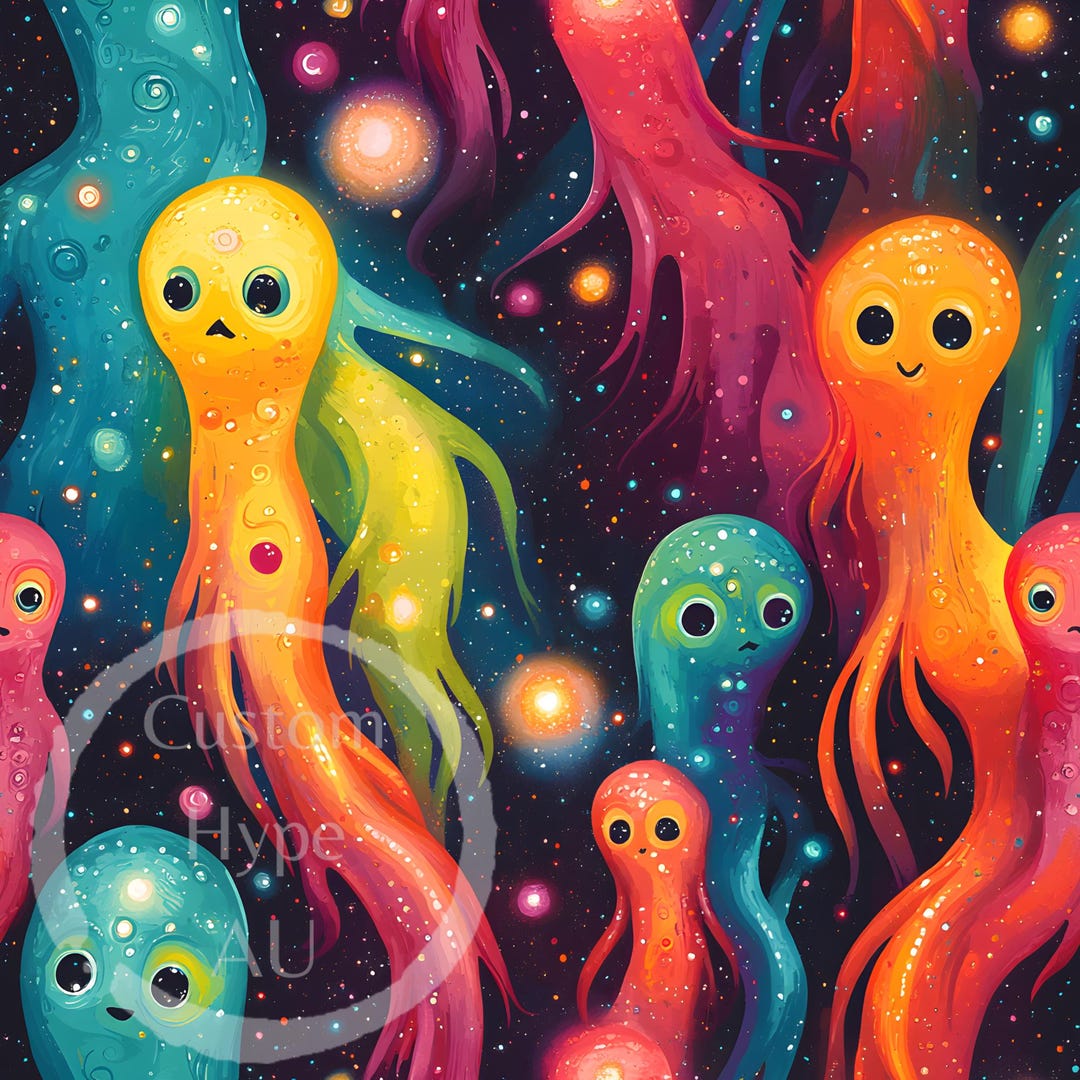 Cute Aliens Seamless Digital Pattern - Sublimation and Print - 300dpi ...