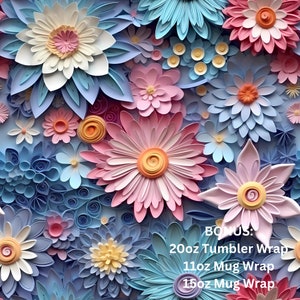 Seamless Pattern - 3d Soft Pastel Floral - Sublimation and Print - Bonus Incl. - 300dpi PNG - Mother&#39;s Day, Gift for Her - Fabric & comm use