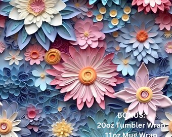 Seamless Pattern - 3d Soft Pastel Floral - Sublimation and Print - Bonus Incl. - 300dpi PNG - Mother's Day, Gift for Her - Fabric & comm use