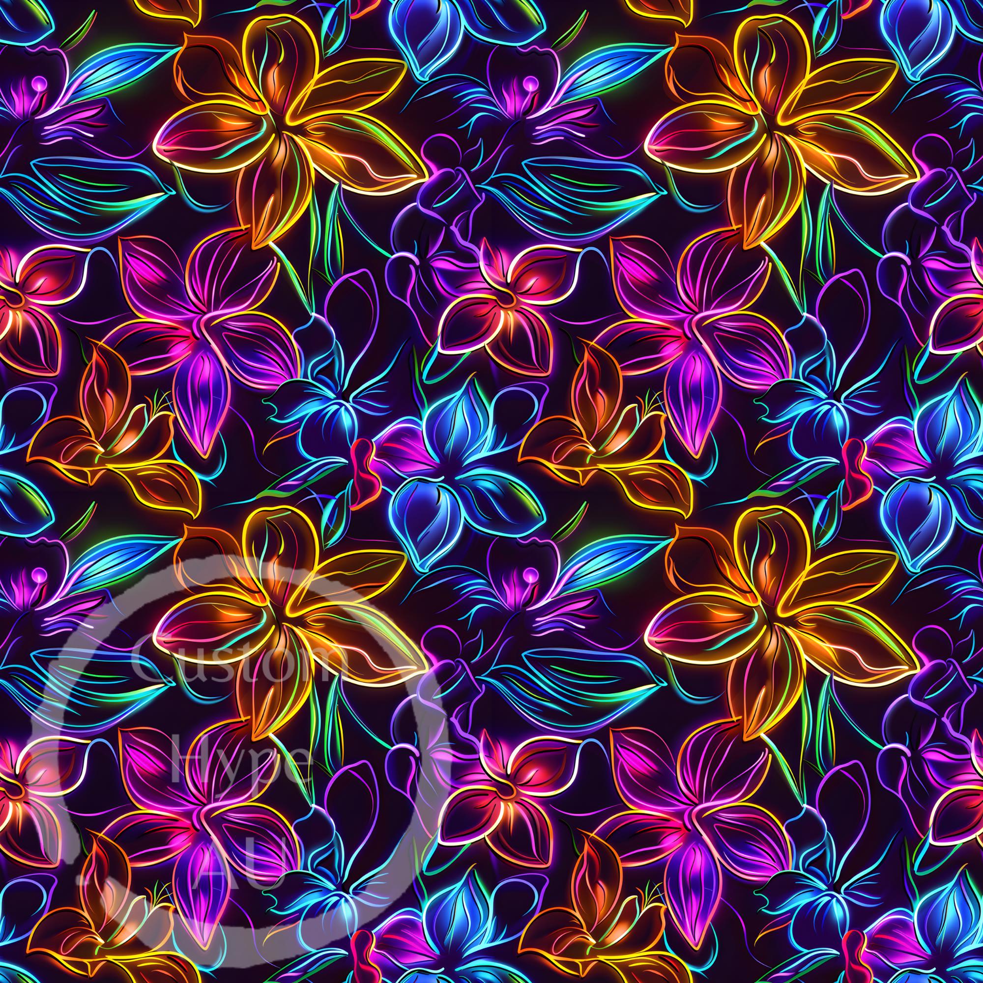 Neon Tropical Floral Seamless Pattern - Sublimation and Print - 300dpi ...