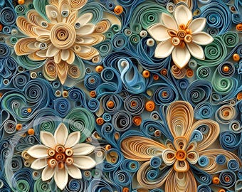 3d Quilled Boho Beaded Seamless Pattern - Sublimation and Print - 300dpi PNG - boho style, quilled pattern, beaded boho, gift for her design