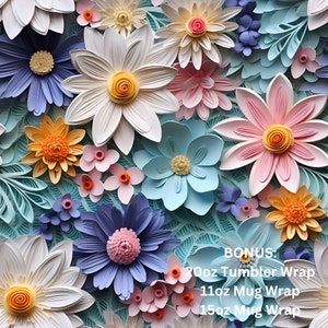 Colourful 3d Floral Seamless Pattern for Sublimation and Print - Bonuses included -  300dpi PNG files - Fabric print - Comm. use
