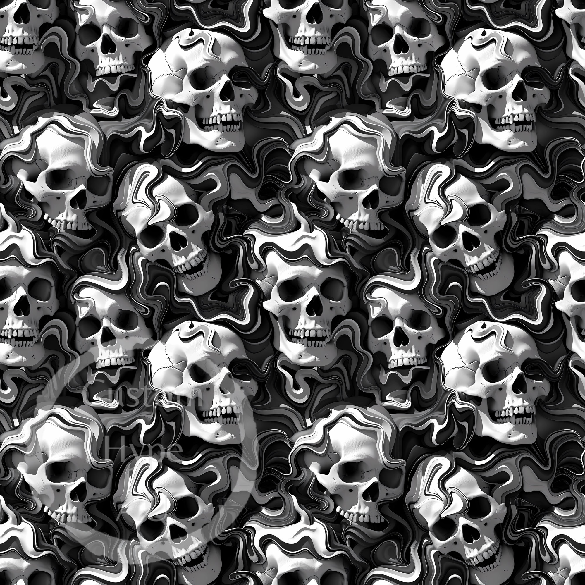 3d Abstract Skulls Seamless Pattern - Sublimation and Print - 300dpi ...