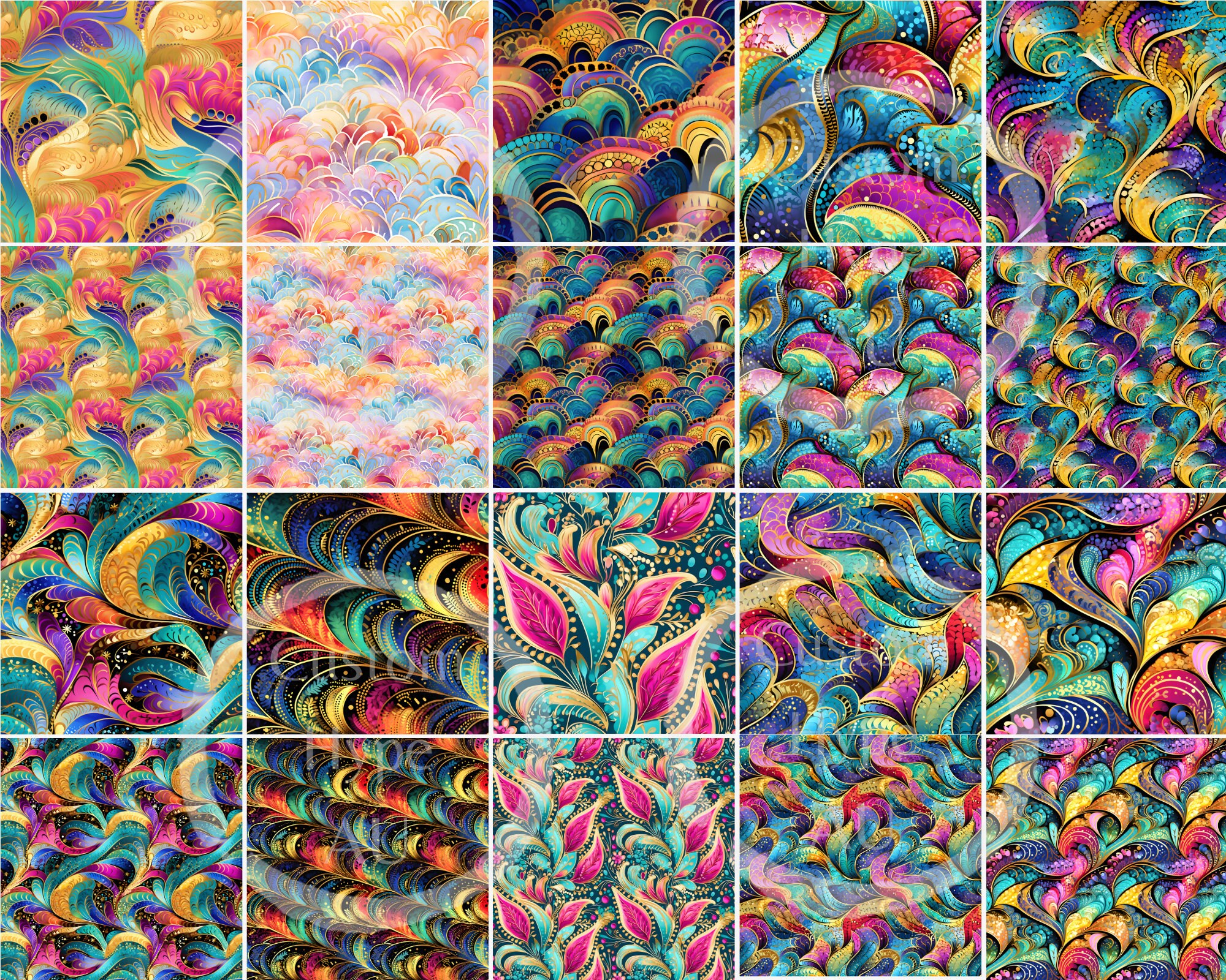 File Batik Vibrant Batik Style Seamless Pattern Bundle - Sublimation and Print ...