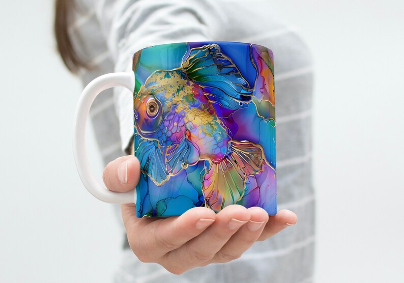 Alcohol Ink Rainbow Fish Seamless Pattern 2 - Sublimation and Print ...