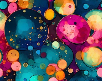 Alcohol Ink Circles - Seamless Digital Pattern for Sublimation and Print - 12"x12" 300dpi PNG PDF download. Commercial use. Fabric design.