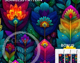 Colourful Weave of Fantasy Leaves Seamless Pattern - Sublimation and Print - 300dpi PNG - fantasy design, leaves pattern, colourful PNG