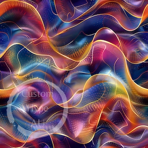 May include: Abstract digital art with swirling lines of gold, blue, red, and purple. The lines are layered and create a sense of depth and movement.