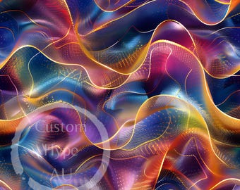 Seamless Pattern - Abstract Multicoloured Luminous Wavy design - Sublimation and Print - 300dpi PNG - fabric print, gift wrap, gift wrap