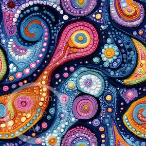Abstract Paisley Textured Yarn Seamless Pattern - Sublimation and Print - 300dpi PNG - textured pattern, abstract paisley, seamless design