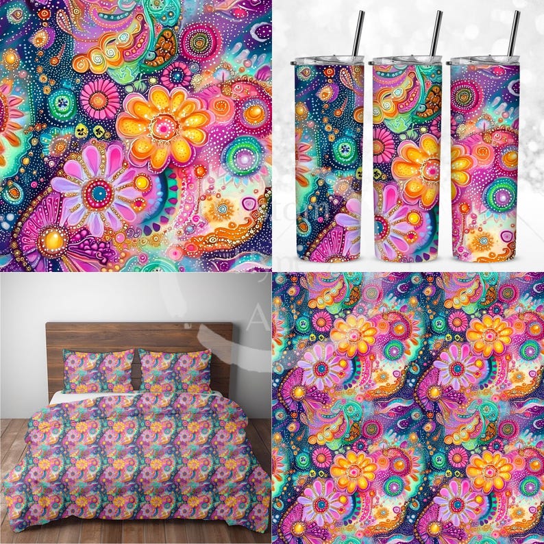 Seamless Patterns Bundle - Multi-textured Abstract Fantasy - Sublimation and Print - 300dpi PNG - colourful designs, gift for her, fabric image 4