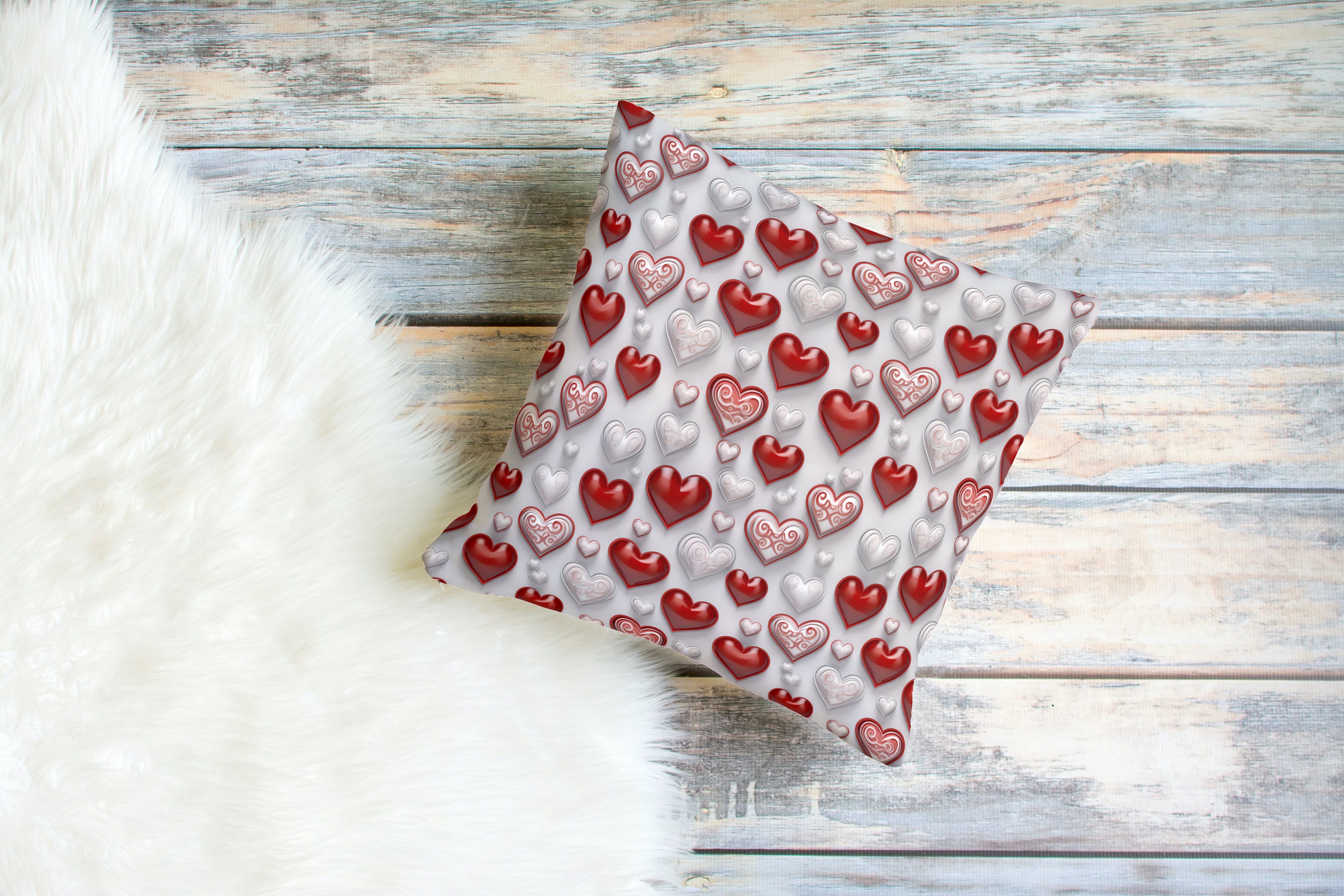 Red & White Love Hearts Digital Seamless Pattern for Sublimation and ...
