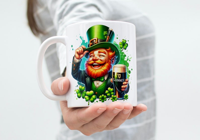 Leprechaun with Guinness 15inch x 15inch PNG image - 300dpi - transparent background - St Patrick's Day image - comm. use image 2