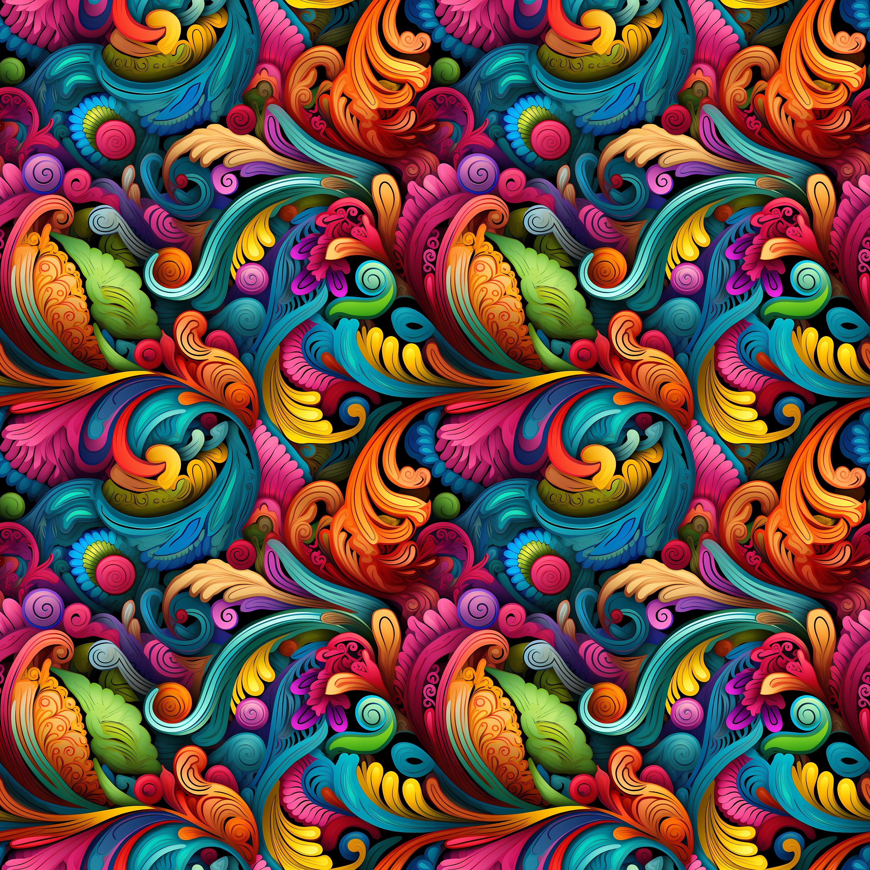 Pimaging Patterns Vibrant Paisley Seamless Digital Pattern for Sublimation - 12