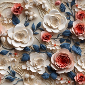 Elegant 3d Classic Floral Seamless Pattern for Sublimation and Print - 12 x 12 - 300dpi PNG - Fabric Print - Commercial use